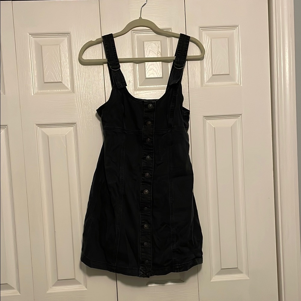 Black Button-Down Denim Dress